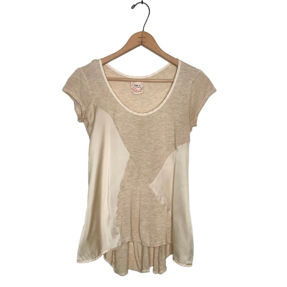 Robin K Heritage | Satin Cotton Short Sleeve Top